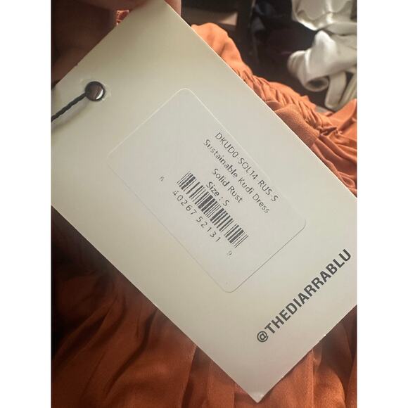 Diarrablu Kudi Dress Women's Small Rust Long Sleeve Off Shoulder Tiered Maxi NWT - Picture 11 of 11